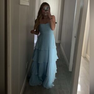 brand new - blue - tiered - pleated - bridesmaid dress